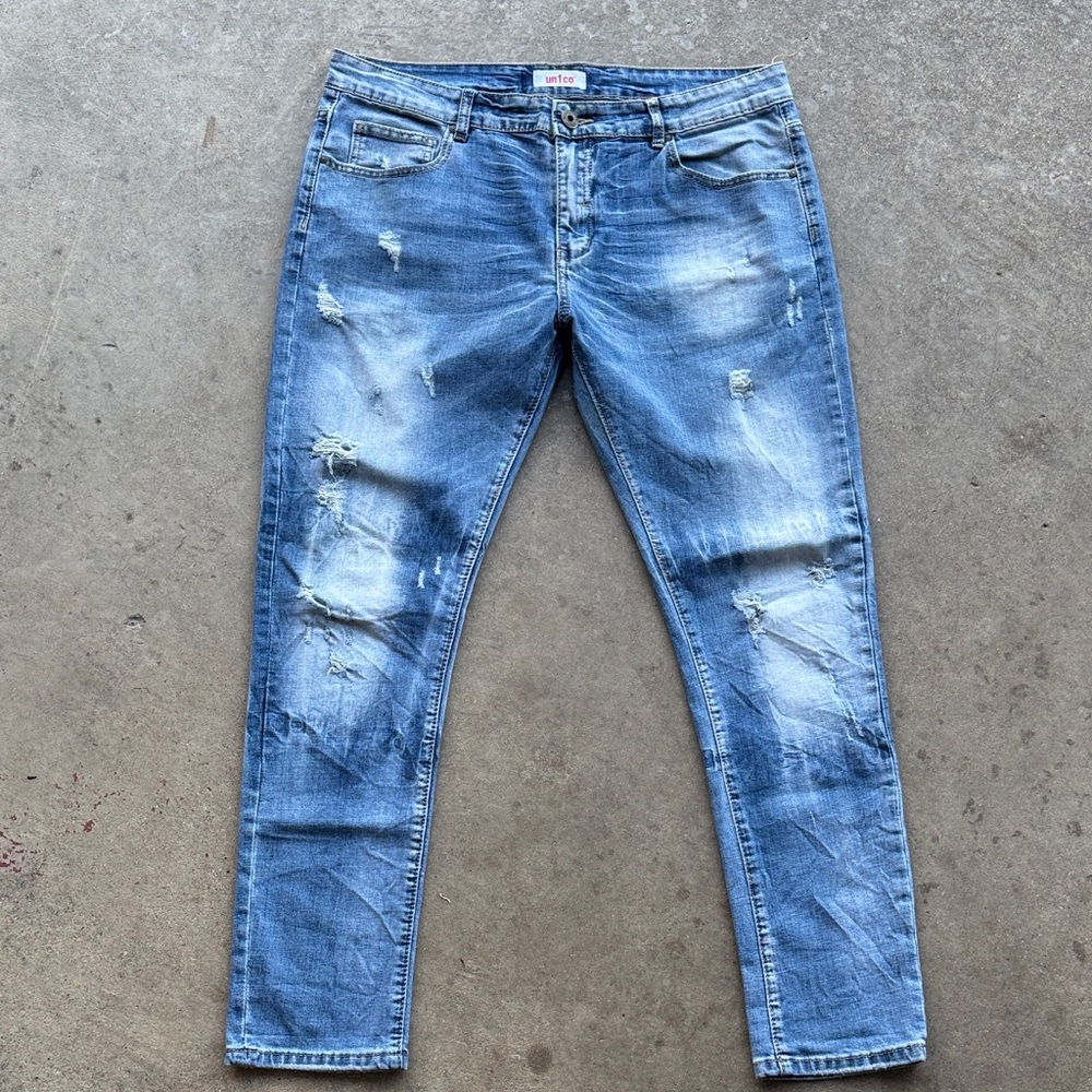 Un1co Light Blue Distressed Jeans Size 40 In style